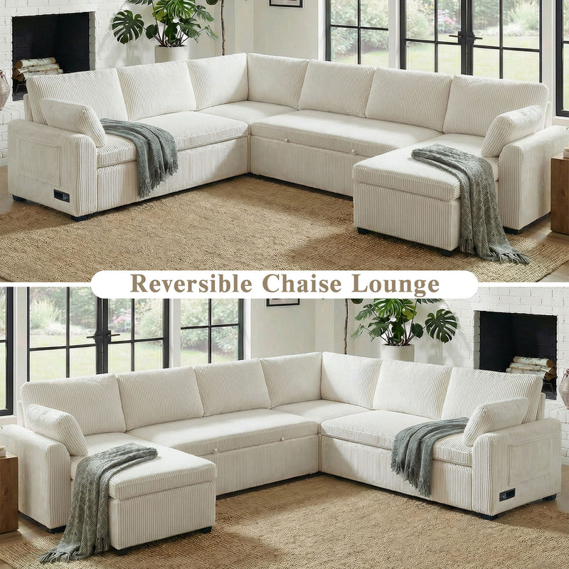 Convertible U-Shaped Sectional Sofa Bed With Reversible Chaise by HouseOfZazla