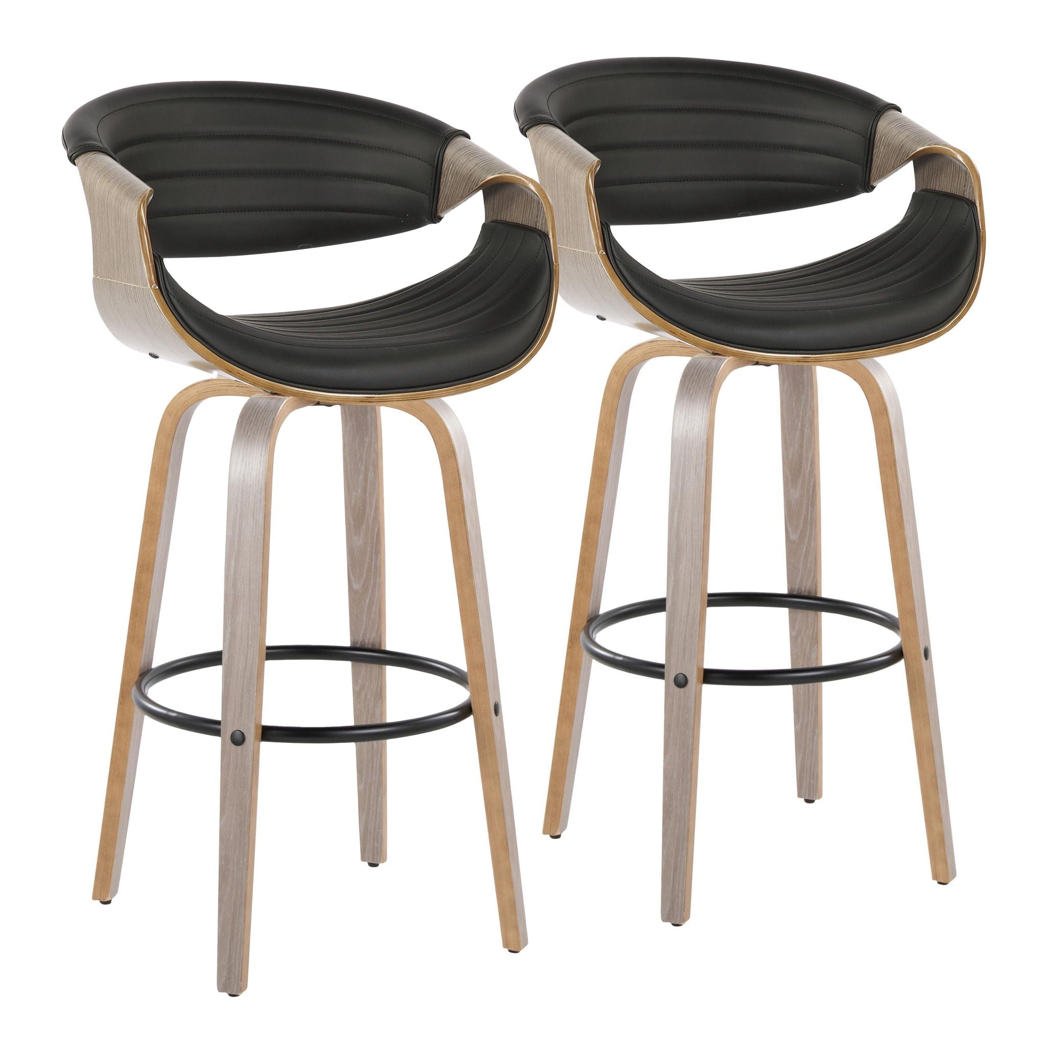 Symphony - Mid-Century Modern Fixed Height Barstool With Swivel With Round Footrest (Set of 2) by Unique Piece Furniture