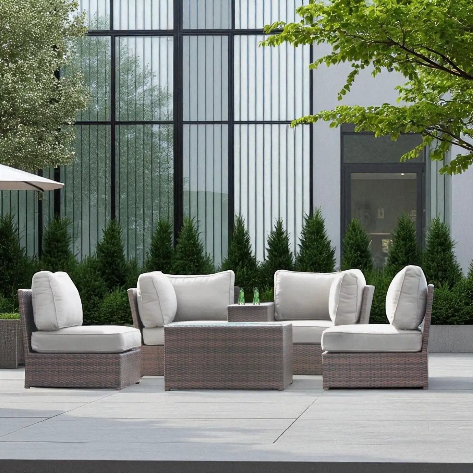 Comfortable Modern Patio Rattan Sectional Set With Cushions by Unique Piece Furniture