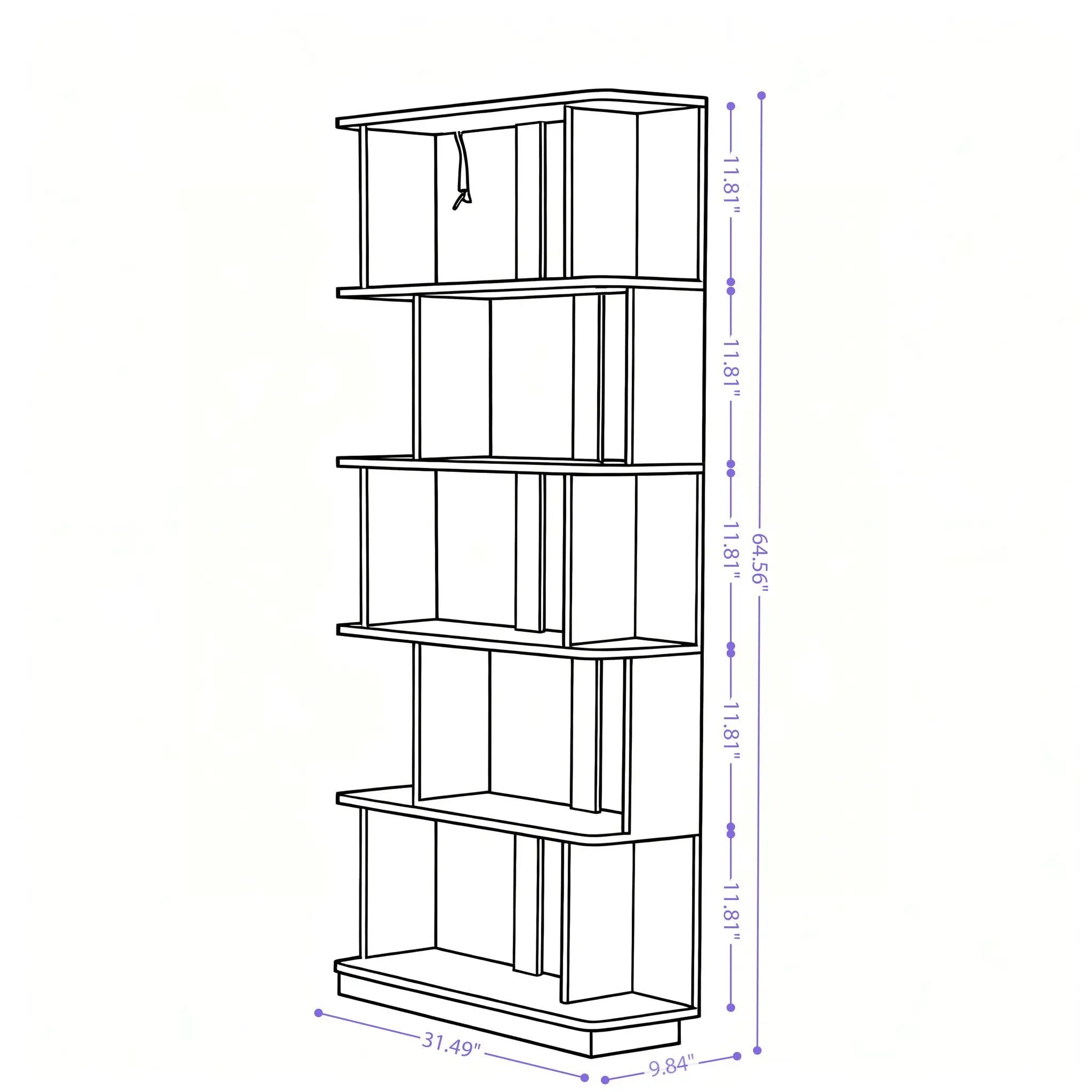 Modern 5 Tier Open Storage Bookcase by HouseOfZazla