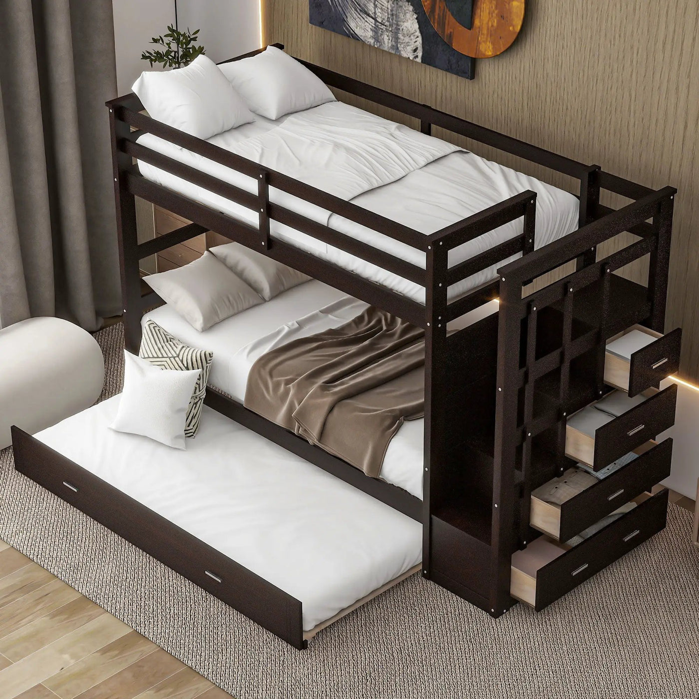 Bunk Bed With Trundle And Staircase by Unique Piece Furniture