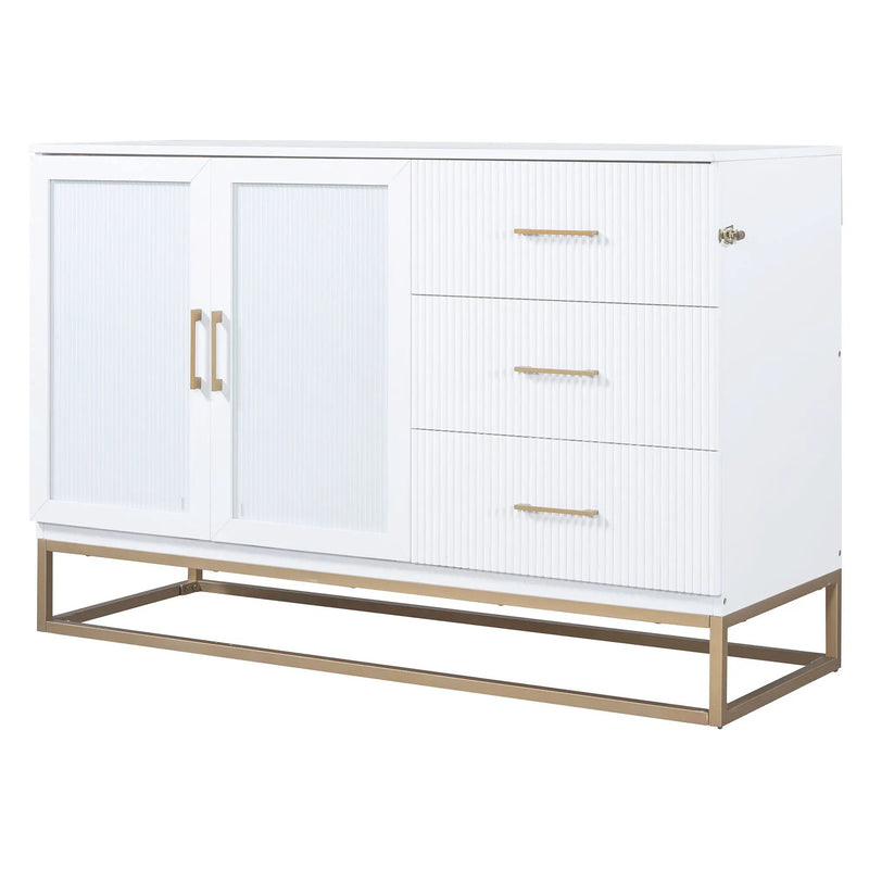 Murphy Bed With Frosted Glass Doors Design, Fake Drawers, Metal Legs by HouseOfZazla