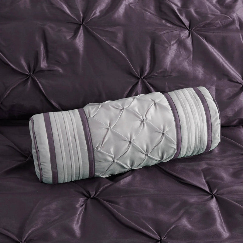 7-Piece Queen 100% Polyester Pieced Pleated Tufted Comforter Set by HouseOfZazla