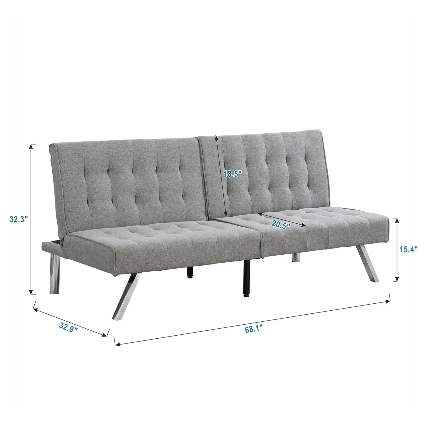 Modern Sofa Bed With Wood Frame And Stainless Legs by Unique Piece Furniture