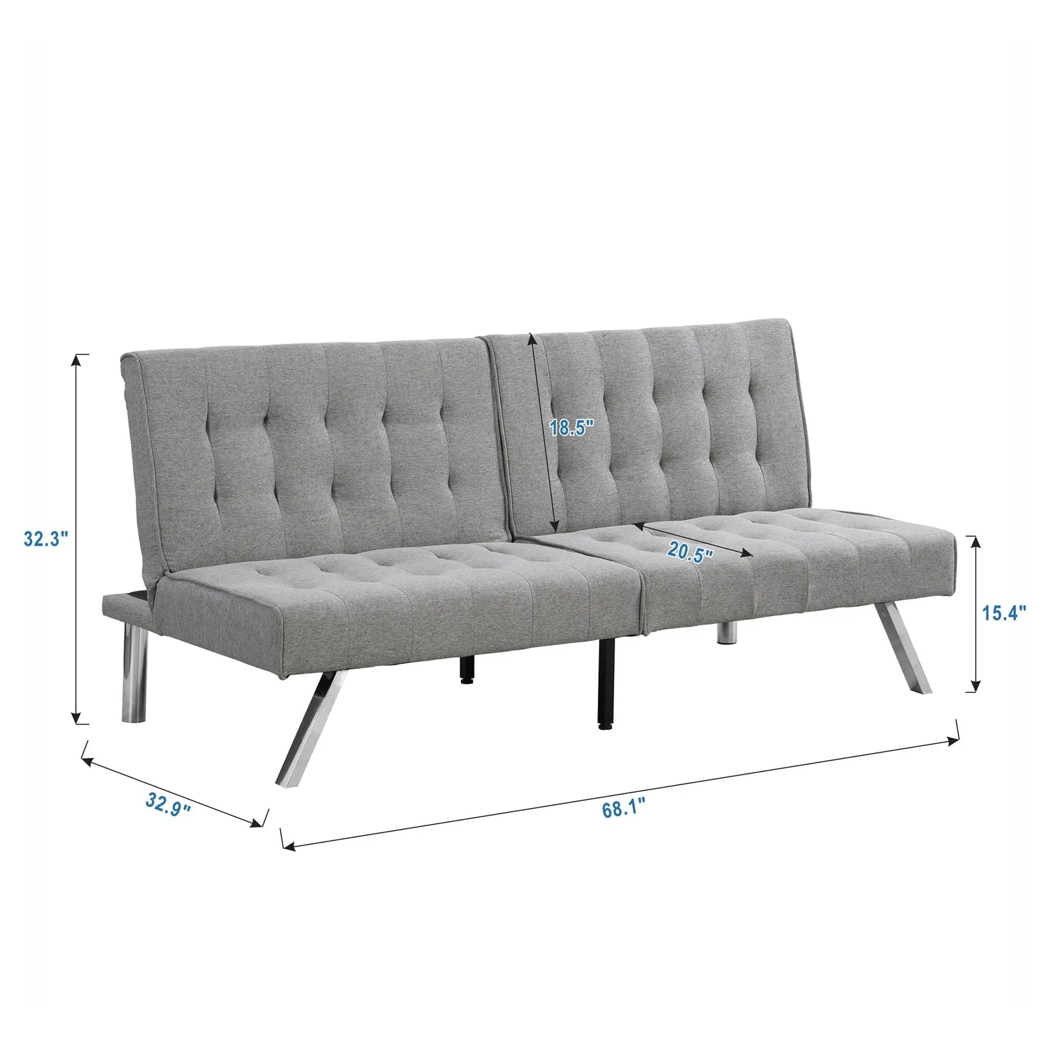 Modern Sofa Bed With Wood Frame And Stainless Legs by Unique Piece Furniture