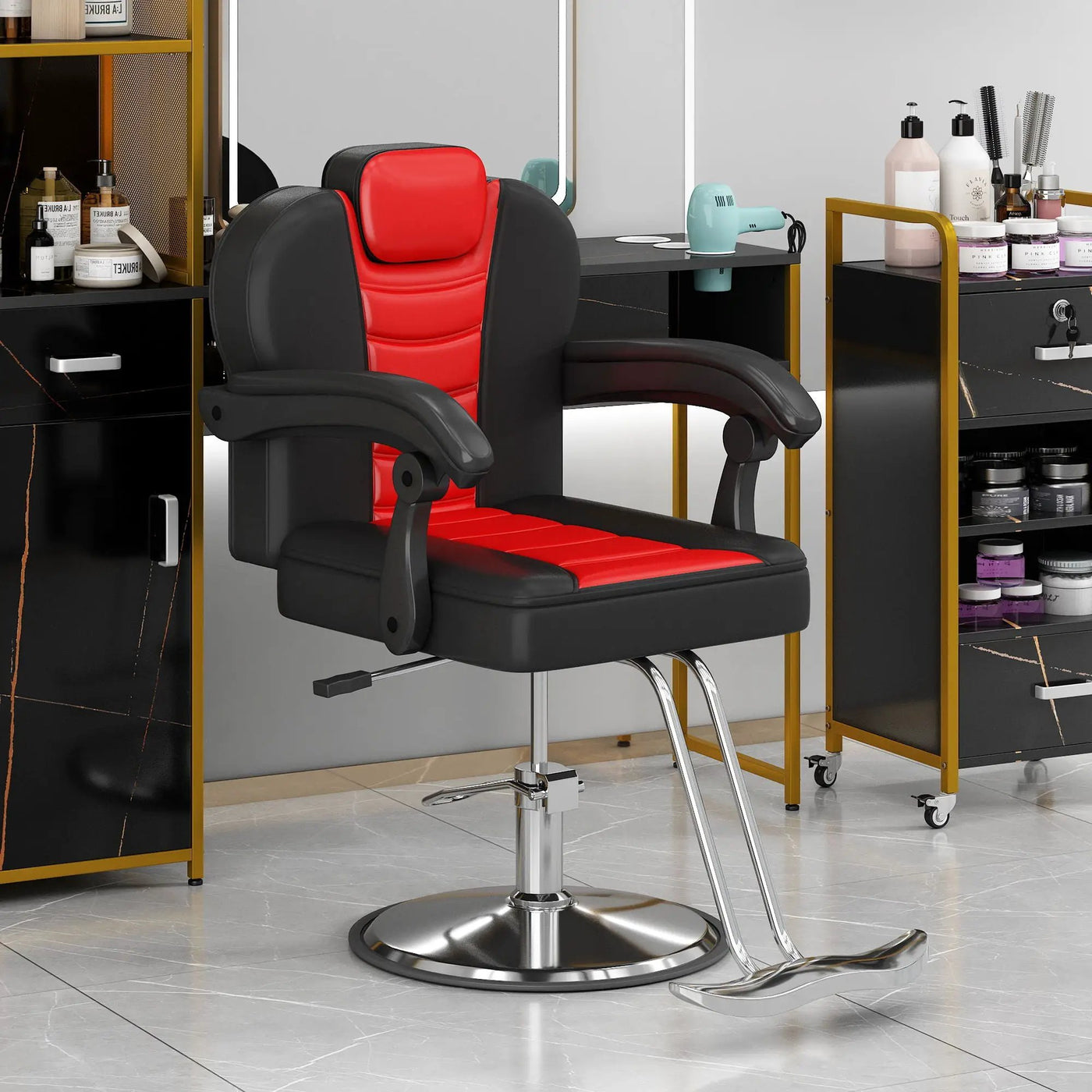 Classic Reclining Barber Chair Salon Chair For Hair Stylist With Heavy Duty Hydraulic Pump, 360° Rotation, Tattoo Chair Shampoo Beauty Salon Equipment, Max Load Weight 330 Lbs by HouseOfZazla