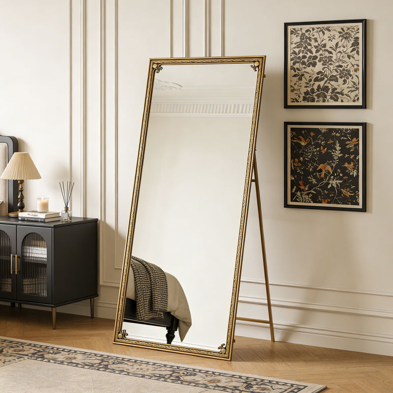 Full Length Mirror With Stand, Floor Standing Dressing - Antique Gold by HouseOfZazla