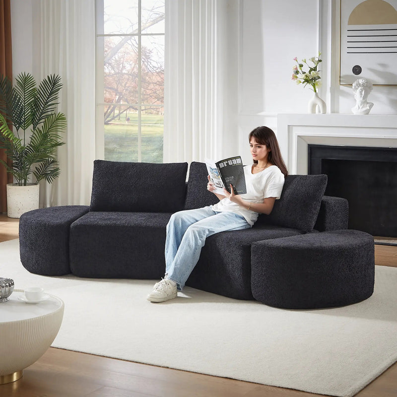 106.3-Inch V-Shaped Modular Sofa Set in Chenille Fabric by HouseOfZazla