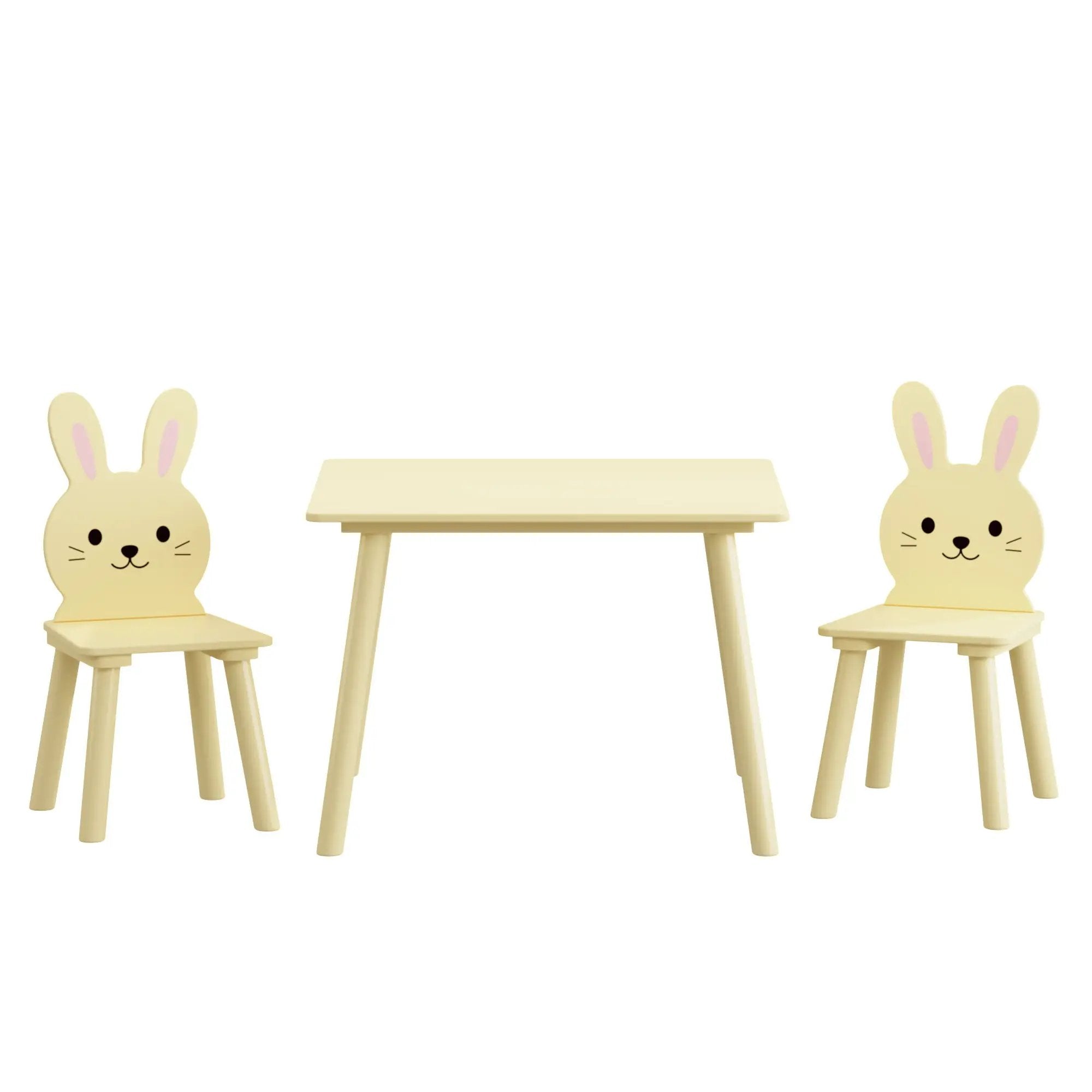 Table and Chair Set with 2 Bunny Chairs, Children's Activity Table for Toddlers by HouseOfZazla