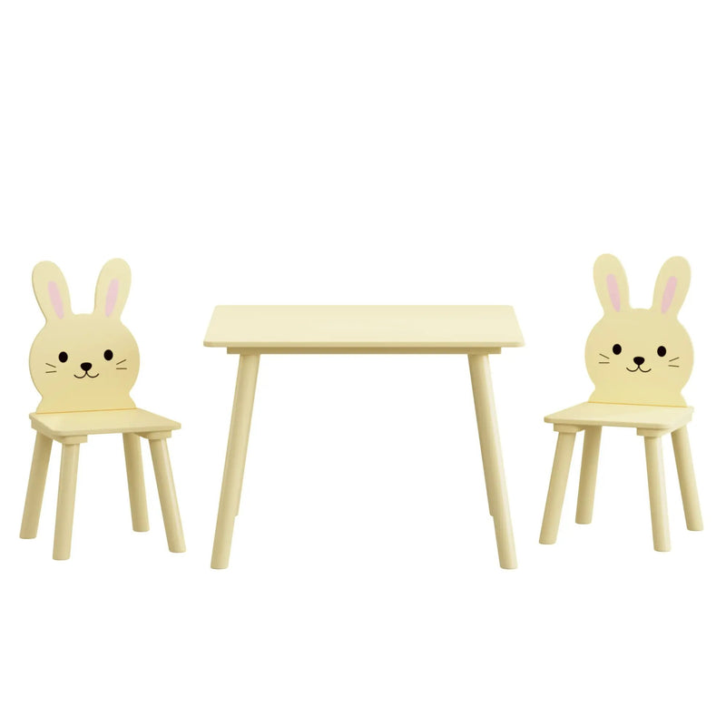 Table and Chair Set with 2 Bunny Chairs, Children's Activity Table for Toddlers by HouseOfZazla