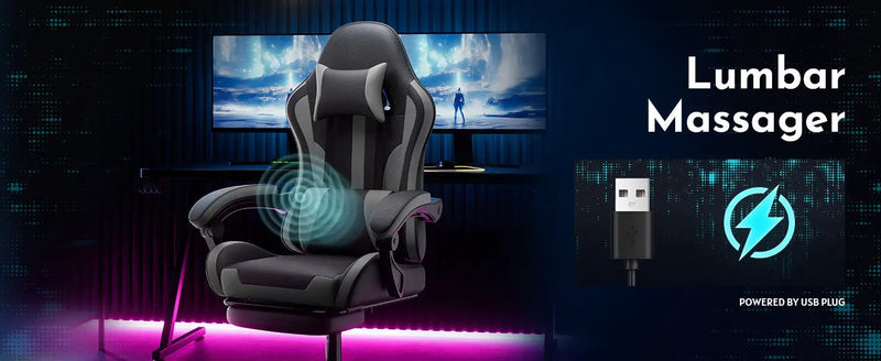 Ergonomic Gaming Chair with Footrest and Lumbar Support by HouseOfZazla