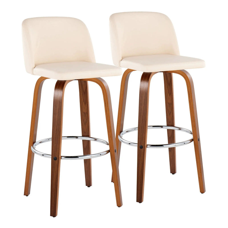 Toriano - Mid Century Modern Fixed Height, Barstool With Swivel With Round Footrest (Set of 2) by HouseOfZazla