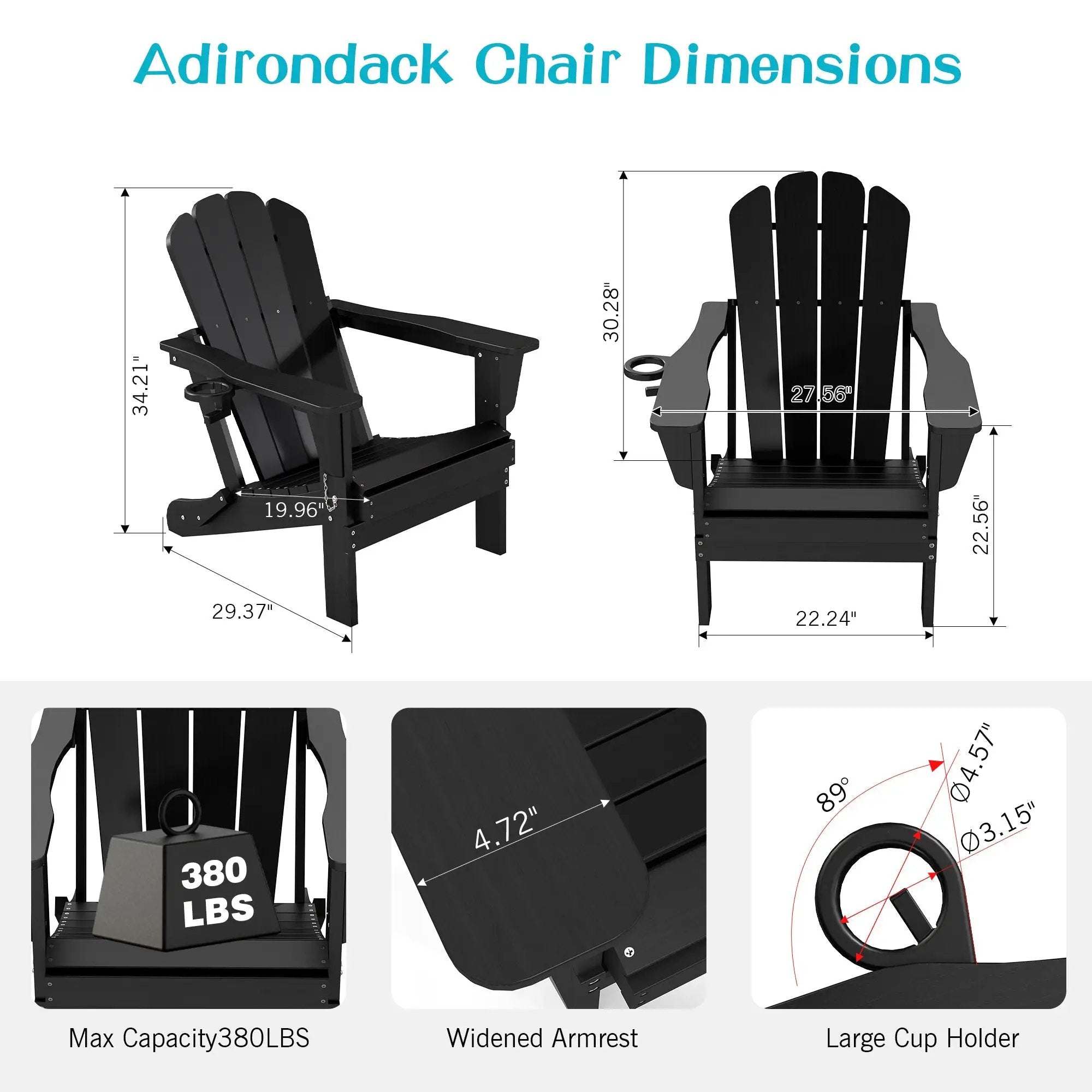 Adirondack Chair, Plastic Adirondack Chairs, HDPE Adirondack Chair, Folding Adirondack Chairs,Outdoor Chairs with Cup by HouseOfZazla