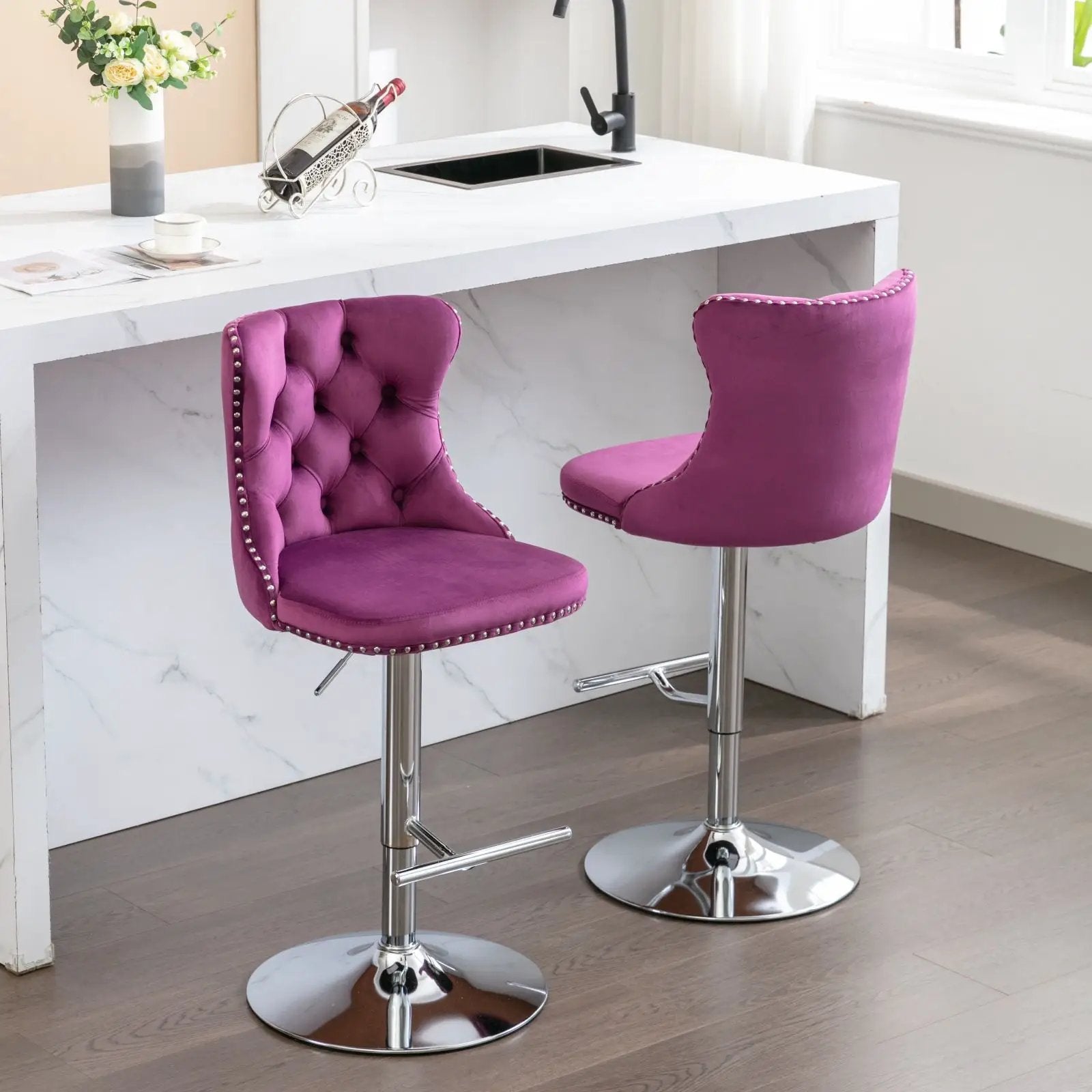 Swivel Adjustable Height Barstools Set of 2 by HouseOfZazla