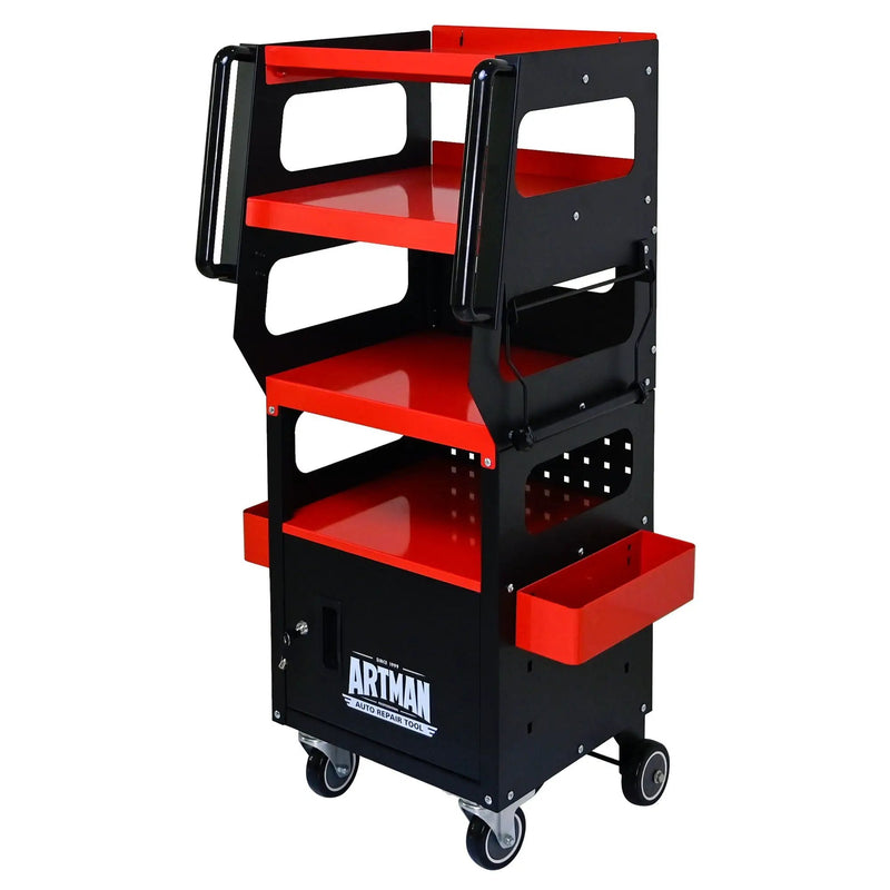 4 Level Multi Purpose Trolley For Diagnostics - Black / Red by HouseOfZazla