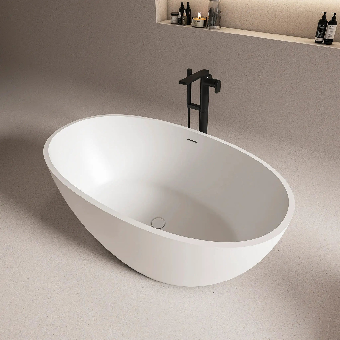 55 Inch Freestanding Solid Surface Soaking Bathtub by HouseOfZazla