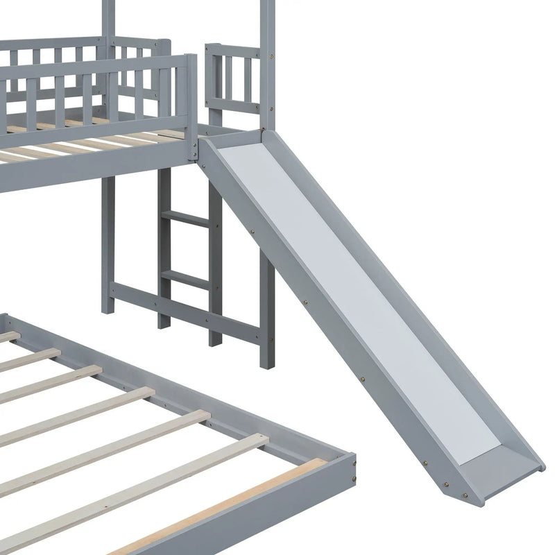 House Bunk Bed With Slide And Built In Ladder by HouseOfZazla