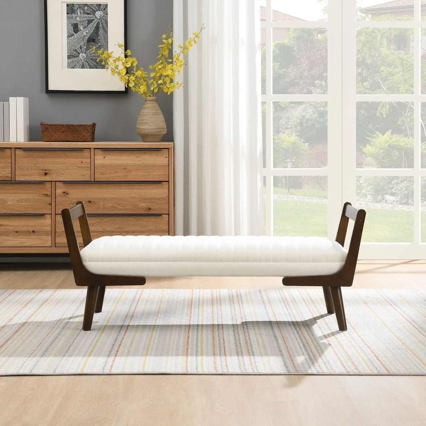Mid-Century Bench With Wood Legs by HouseOfZazla
