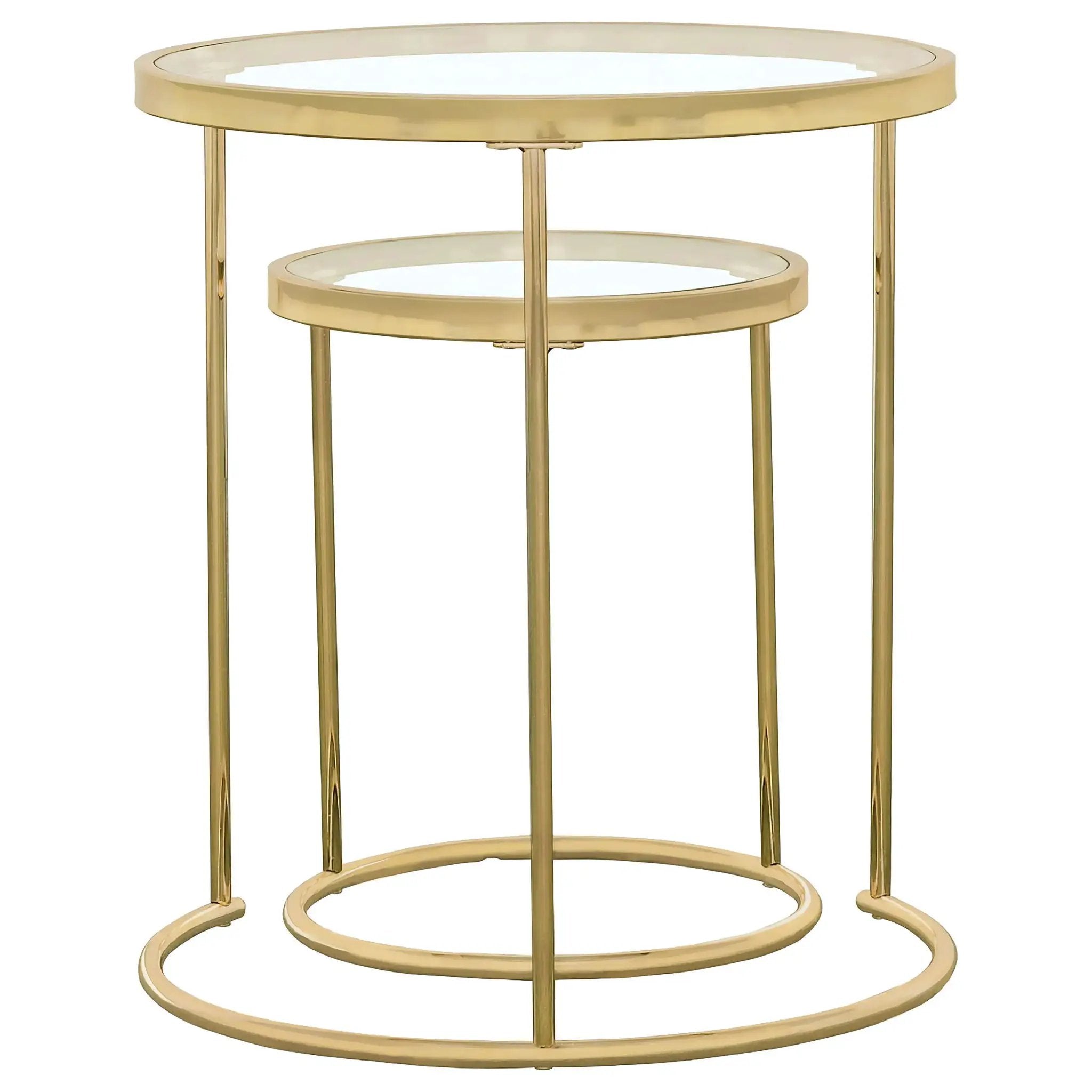 Maylin 2-piece Round Glass Top Nesting Table Set Gold by Unique Piece Furniture