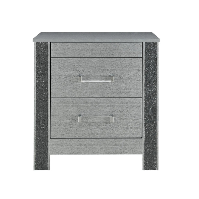 Lorenzo - Nightstand With Hidden Compartment And Handles - Silver by Unique Piece Furniture
