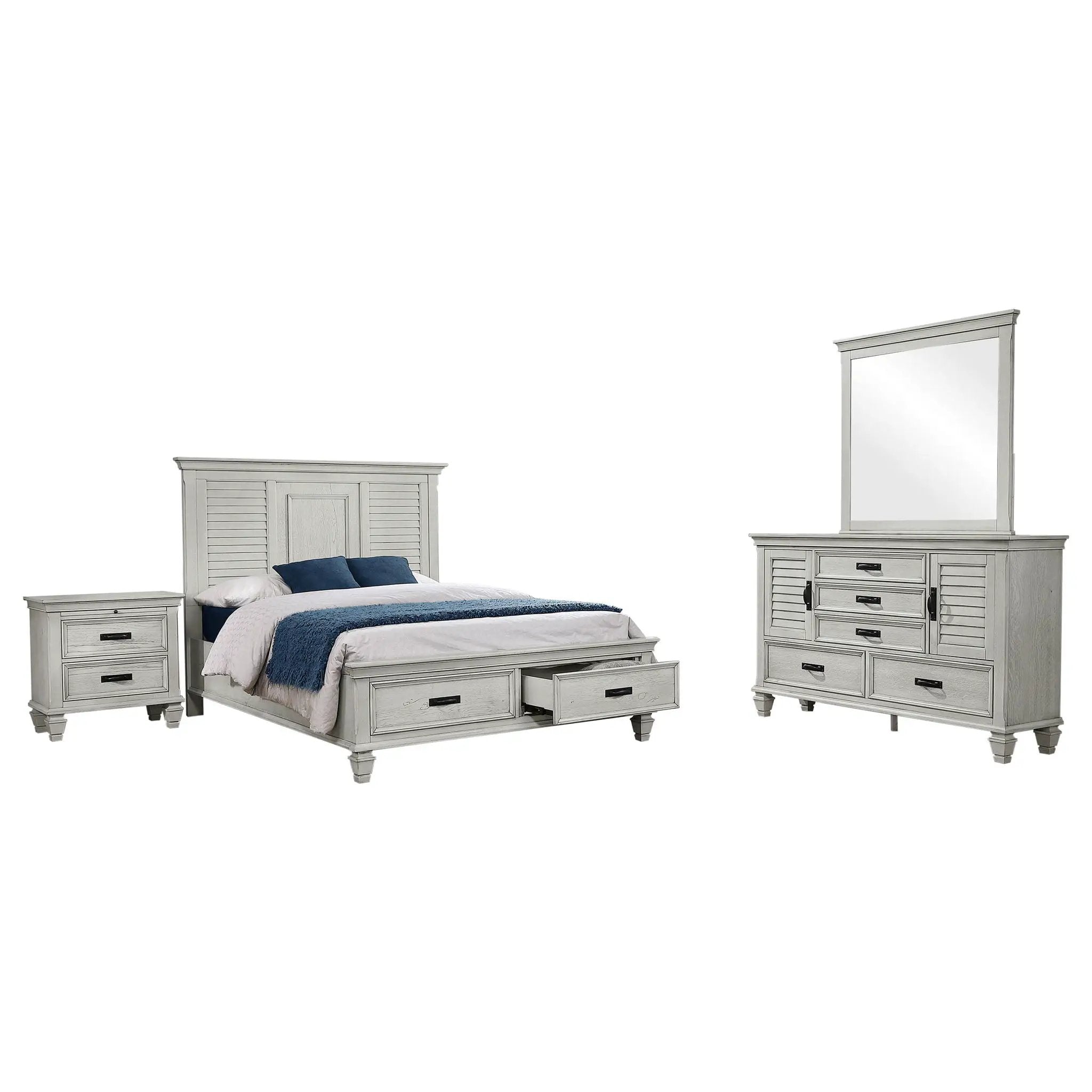 Franco 4-piece Queen Bedroom Set Distressed White by Unique Piece Furniture