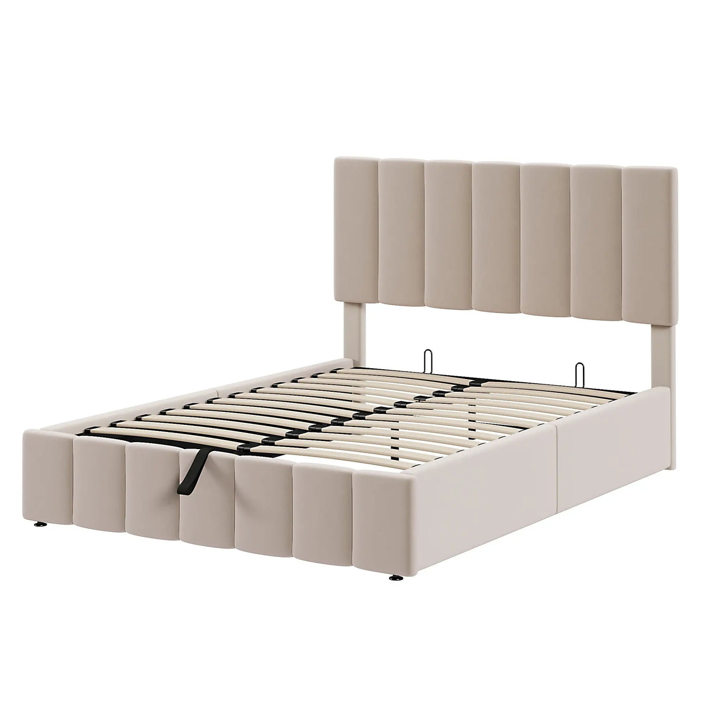 Elegant Upholstered Platform Bed With Hydraulic Storage System by Unique Piece Furniture