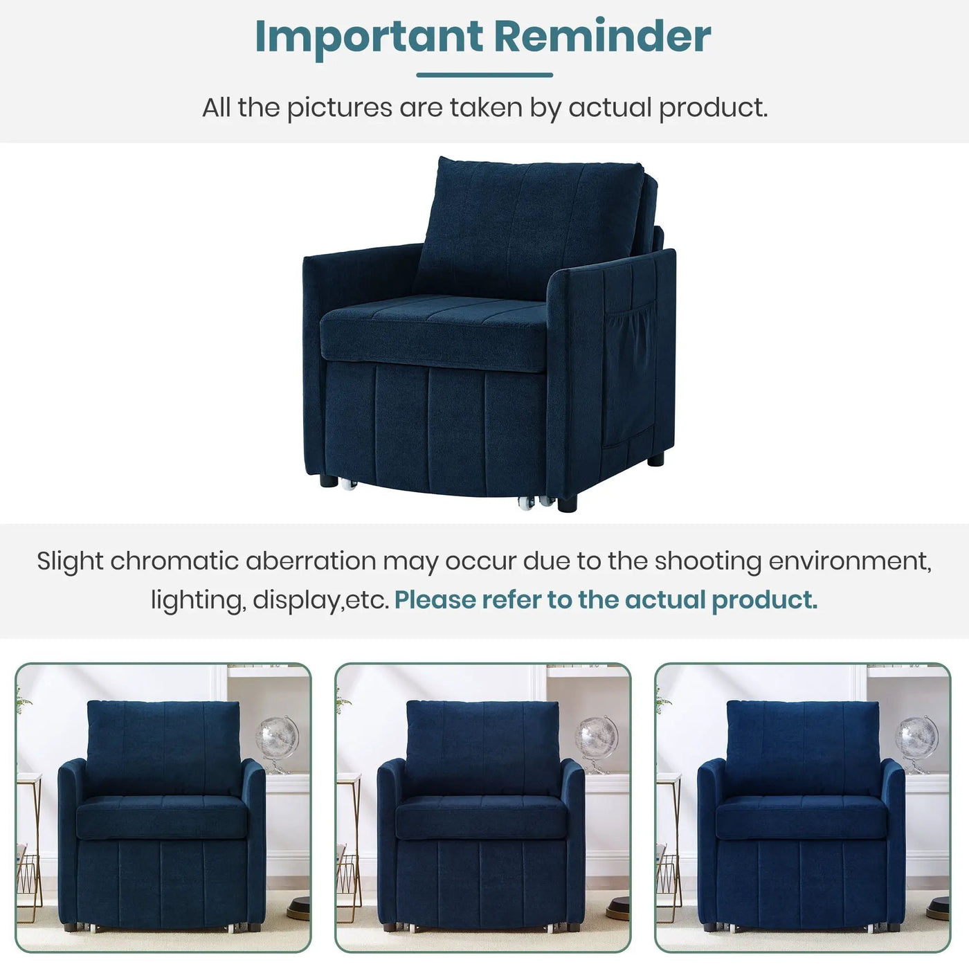 Upholstered Convertible Sleeper Sofa With 5 Position Backrest, Side Pockets, Storage by HouseOfZazla