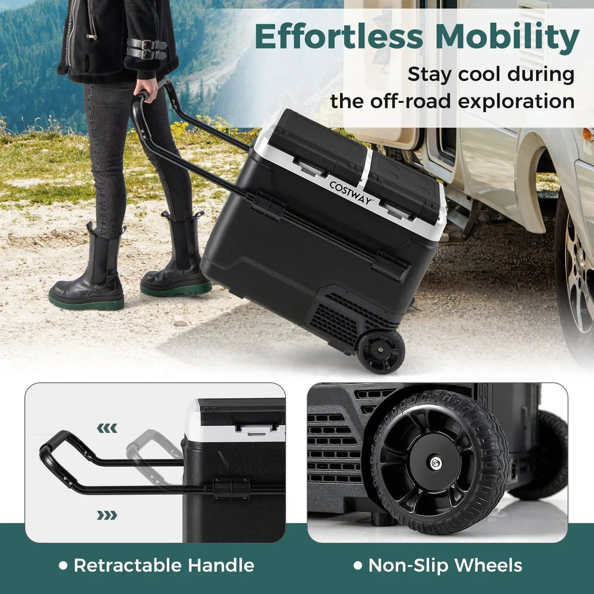 64QT Portable Compressor Fridge Freezer for Vehicles Camping Travel Truck RV Boat by DirectDeals