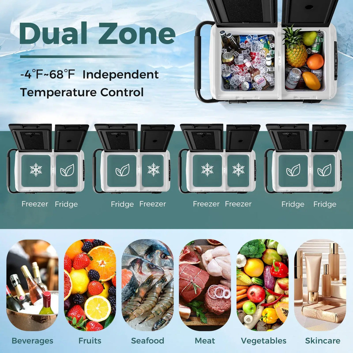 64QT Portable Compressor Fridge Freezer for Vehicles Camping Travel Truck RV Boat by DirectDeals