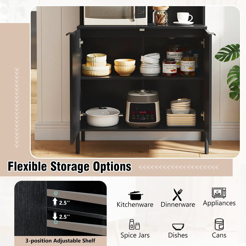 64.5 Inches Tall Kitchen Pantry Cabinet with Charging Station and Wine Glass Rack by DirectDeals