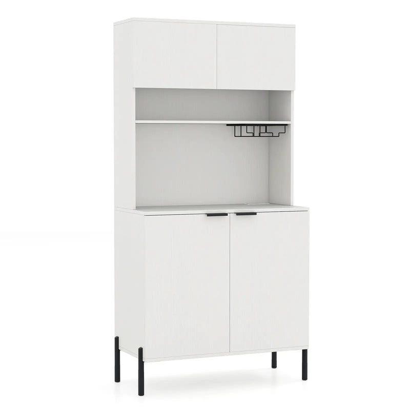 64.5 Inches Tall Kitchen Pantry Cabinet with Charging Station and Wine Glass Rack by DirectDeals