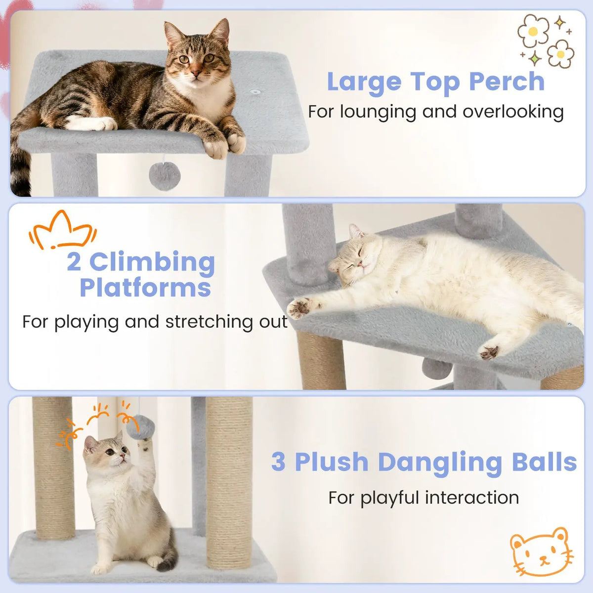 64 Inch Tall Cat Tree with 2 Large Condos and Jute Scratching Posts for Indoor Adult Cats, photo 19 of 24
