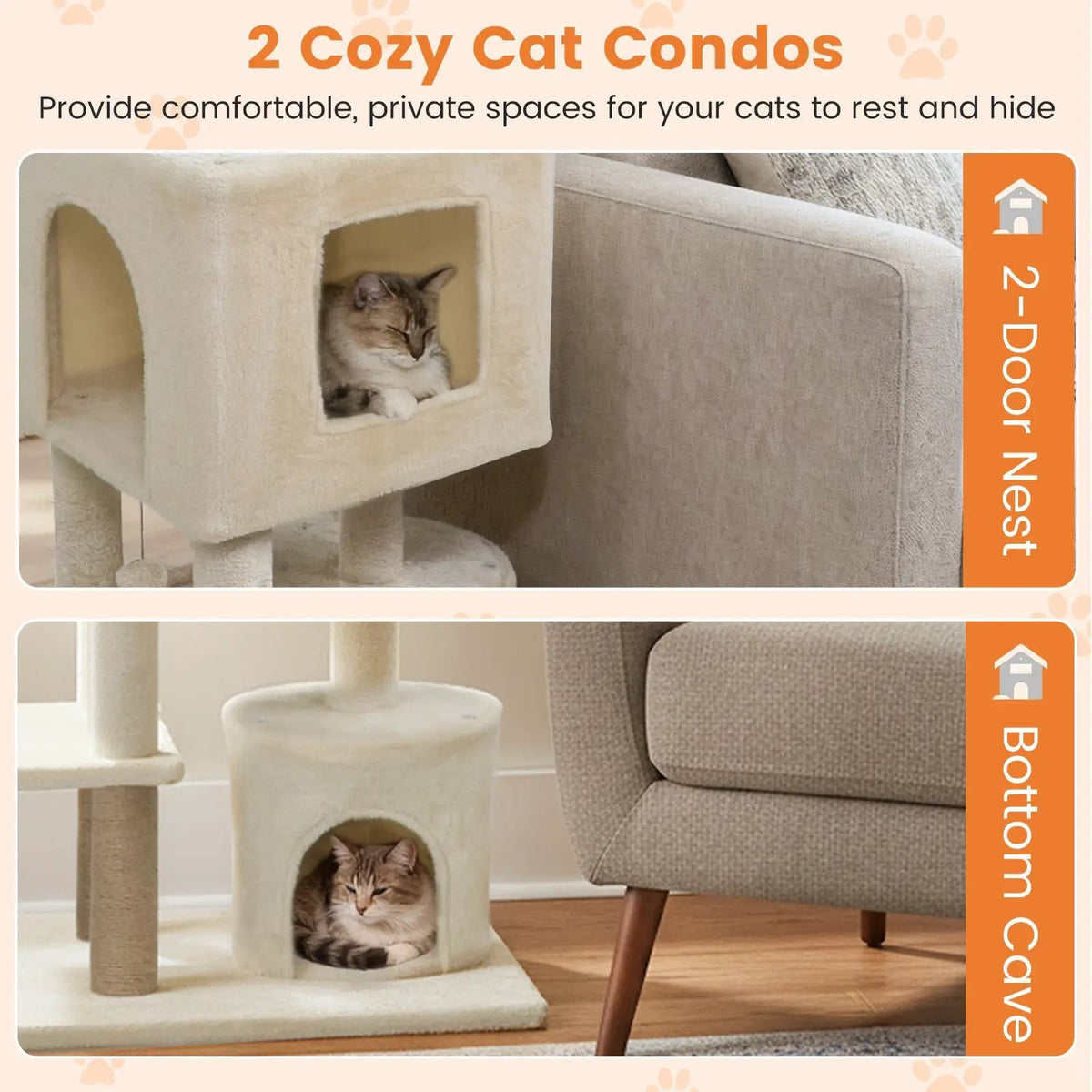 64 Inch Tall Cat Tree with 2 Large Condos and Jute Scratching Posts for Indoor Adult Cats, photo 17 of 24