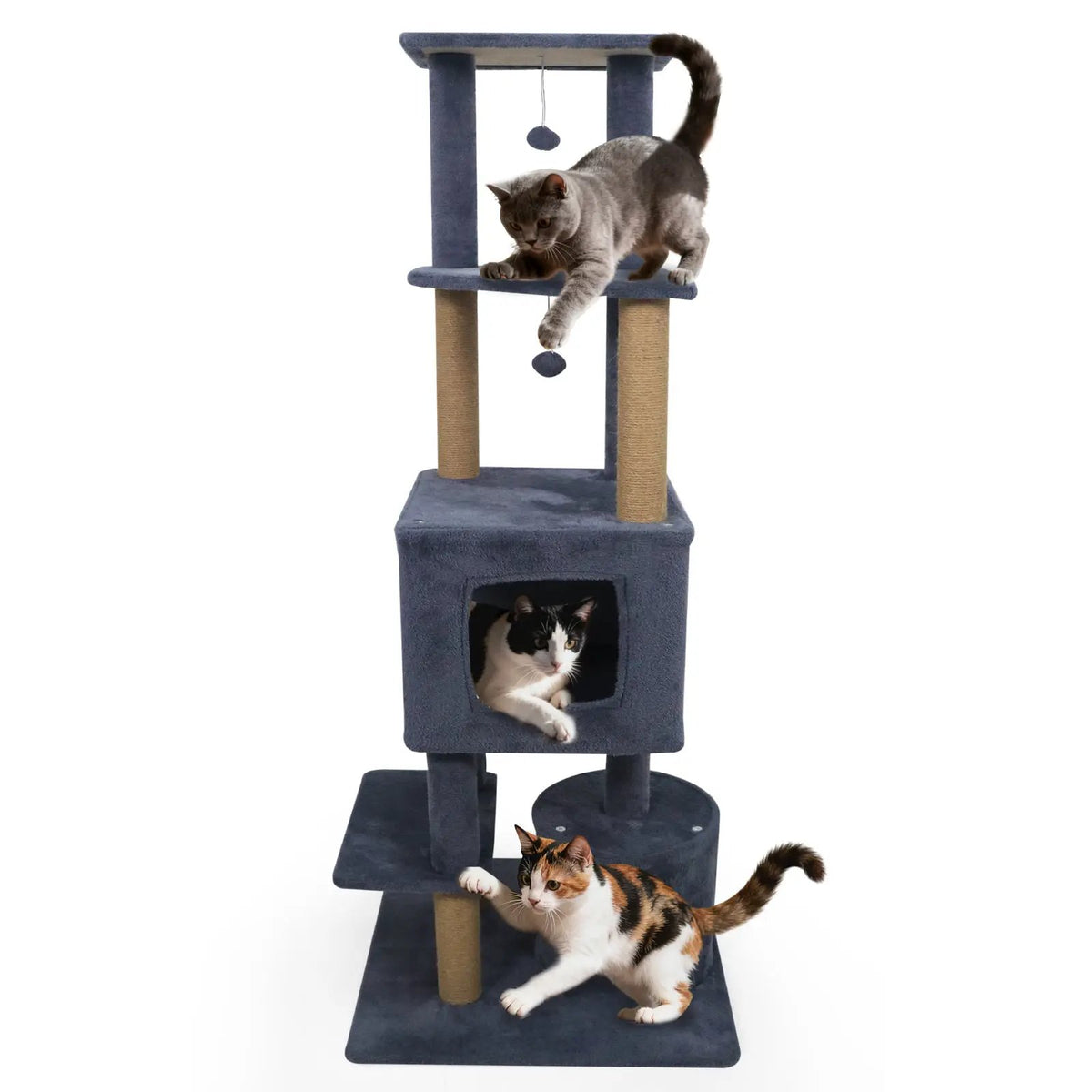 64 Inch Tall Cat Tree with 2 Large Condos and Jute Scratching Posts for Indoor Adult Cats, photo 11 of 24