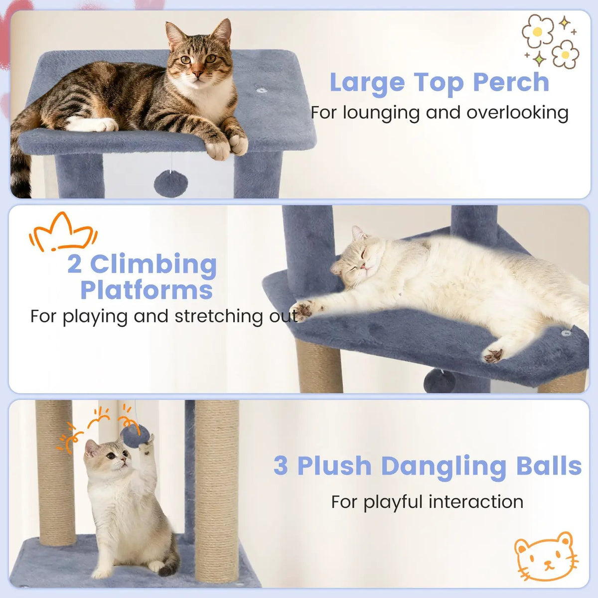 64 Inch Tall Cat Tree with 2 Large Condos and Jute Scratching Posts for Indoor Adult Cats, photo 21 of 24