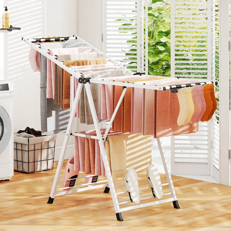 64 Inches Clothes Drying Rack with Height Adjustable Wings by DirectDeals
