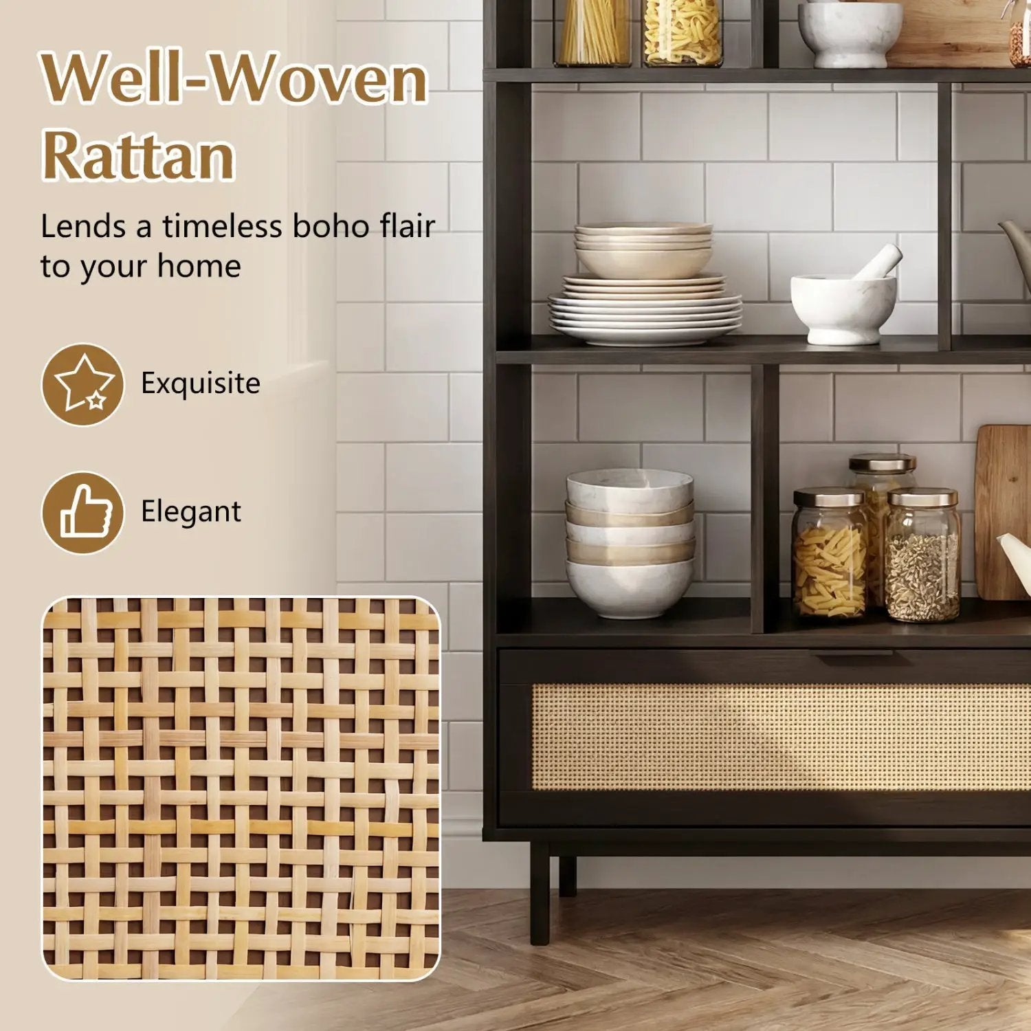 64-Inch Tall Wooden Bookcase with 8 Cubes and Drawer by DirectDeals