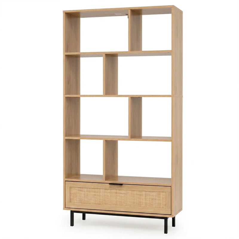 64-Inch Tall Wooden Bookcase with 8 Cubes and Drawer by DirectDeals