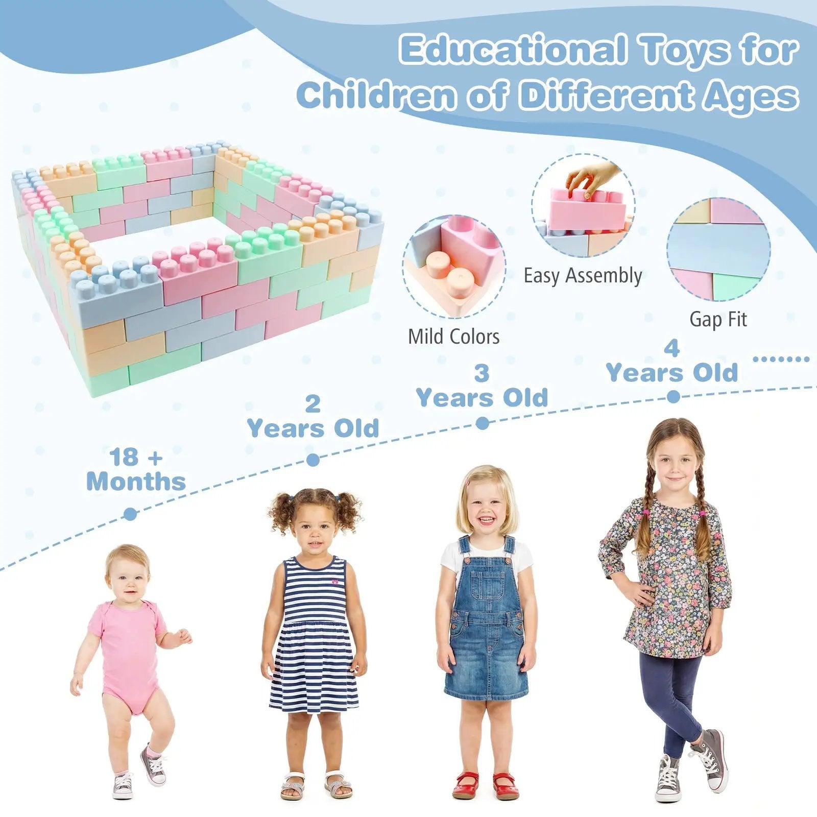 64 pcs Building Blocks for Toddlers Educational Toy by DirectDeals