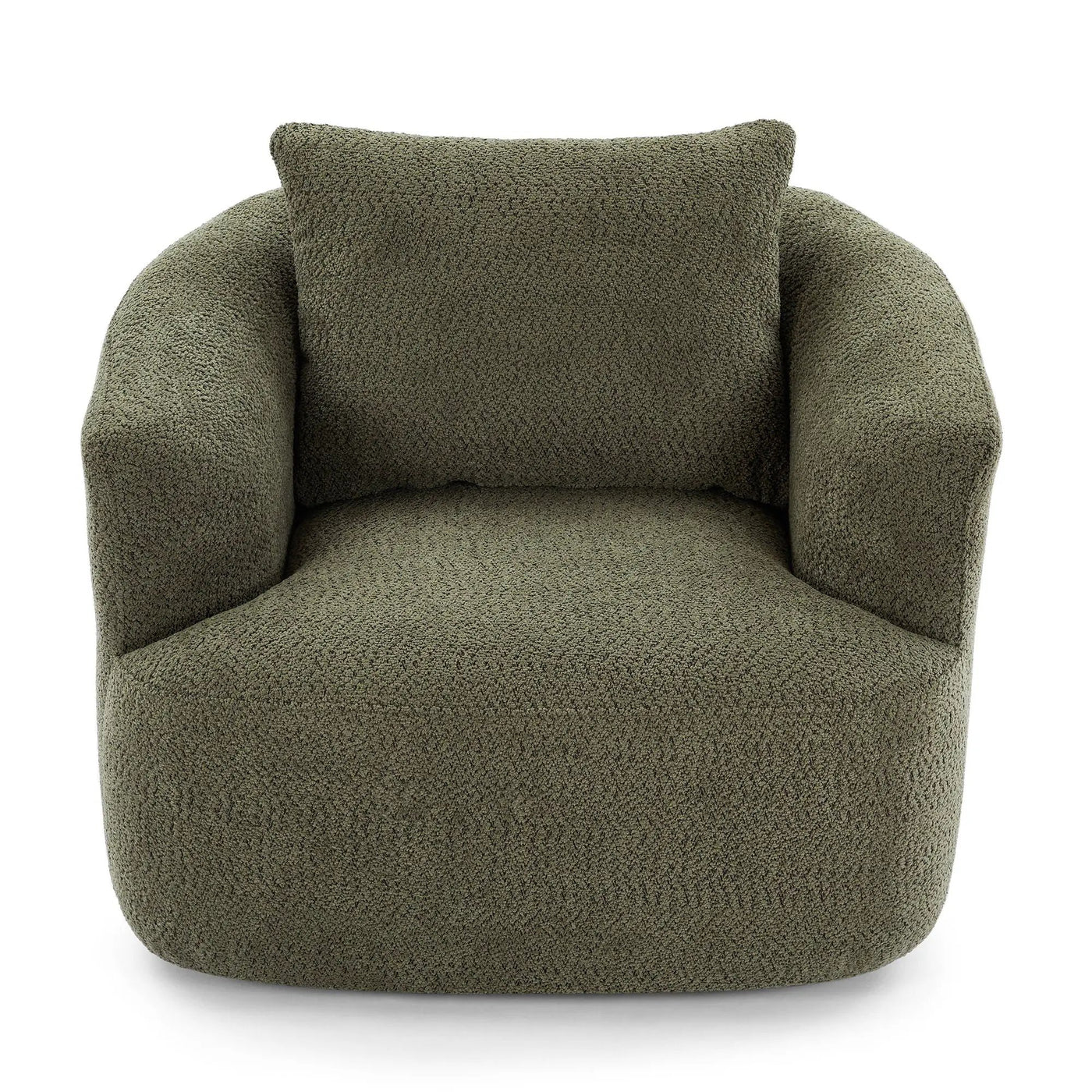 360° Swivel Barrel Sofa Chair With Throw Pillow, Upholstered Accent Chair by Unique Piece Furniture