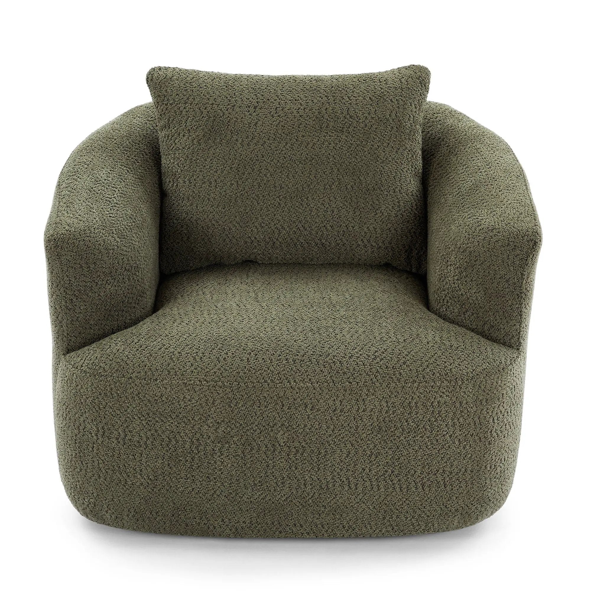 360° Swivel Barrel Sofa Chair With Throw Pillow, Upholstered Accent Chair by Unique Piece Furniture