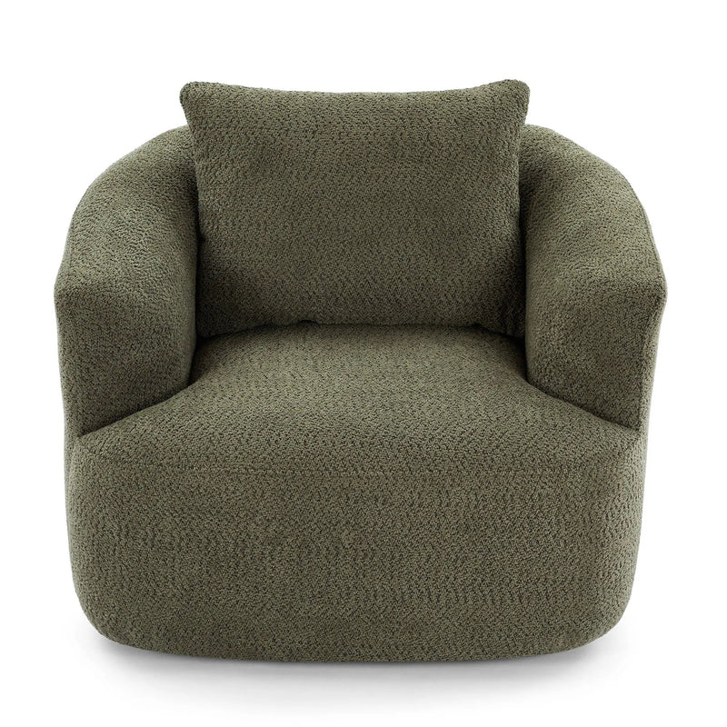 360° Swivel Barrel Sofa Chair With Throw Pillow, Upholstered Accent Chair by Unique Piece Furniture