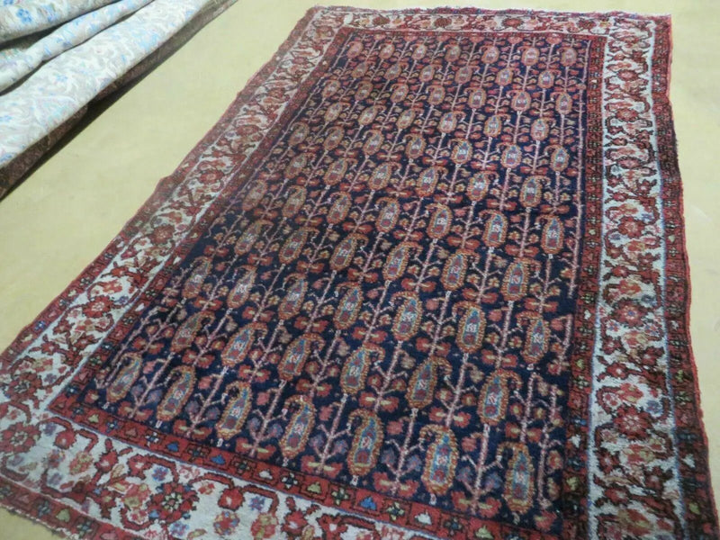 4' X 6' Antique Handmade Turkish Sivas Wool Rug Vegetable Organic Dye Nice Blue by Jewel Rugs