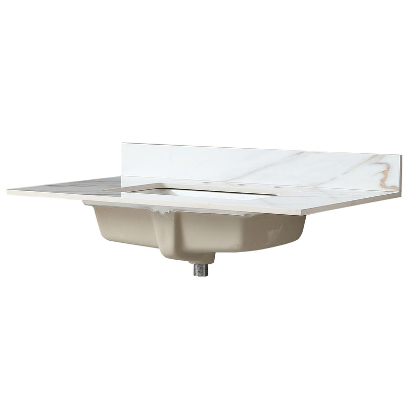 Vanity Top With Undermount Sink And Backsplash, Sintered Stone by HouseOfZazla