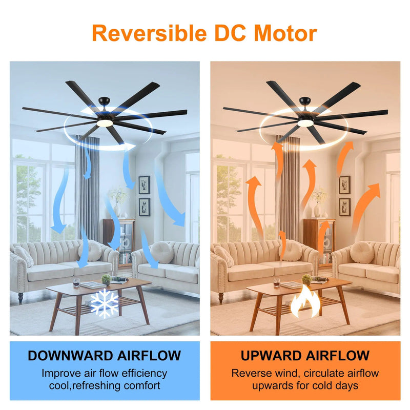 Super Large Black Ceiling Fan With Remote Control - Black by Unique Piece Furniture