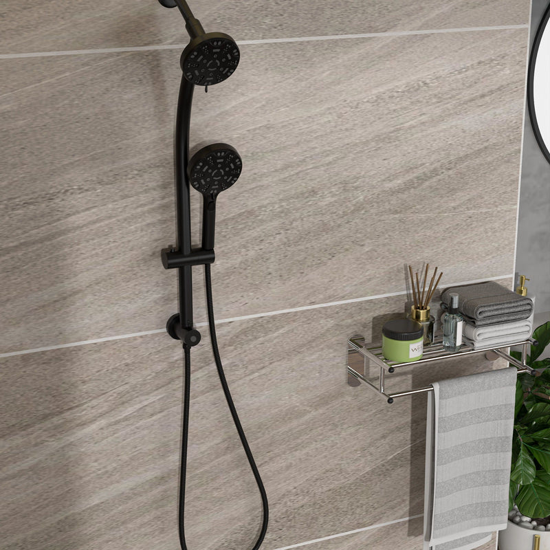 Multi Function Dual Shower Head System With 4.7" Rain Showerhead, 8 Function Hand Shower, Adjustable Slide Bar by HouseOfZazla