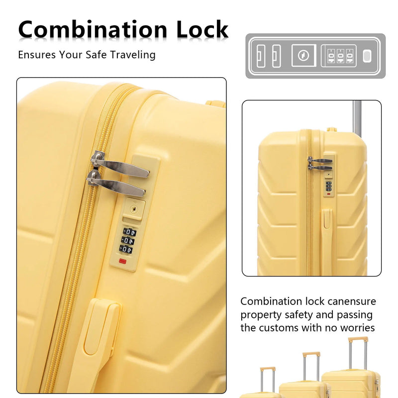 3 Pieces Set 20" / 24" / 28" Spinner Wheel Luggage With Combination Lock by HouseOfZazla