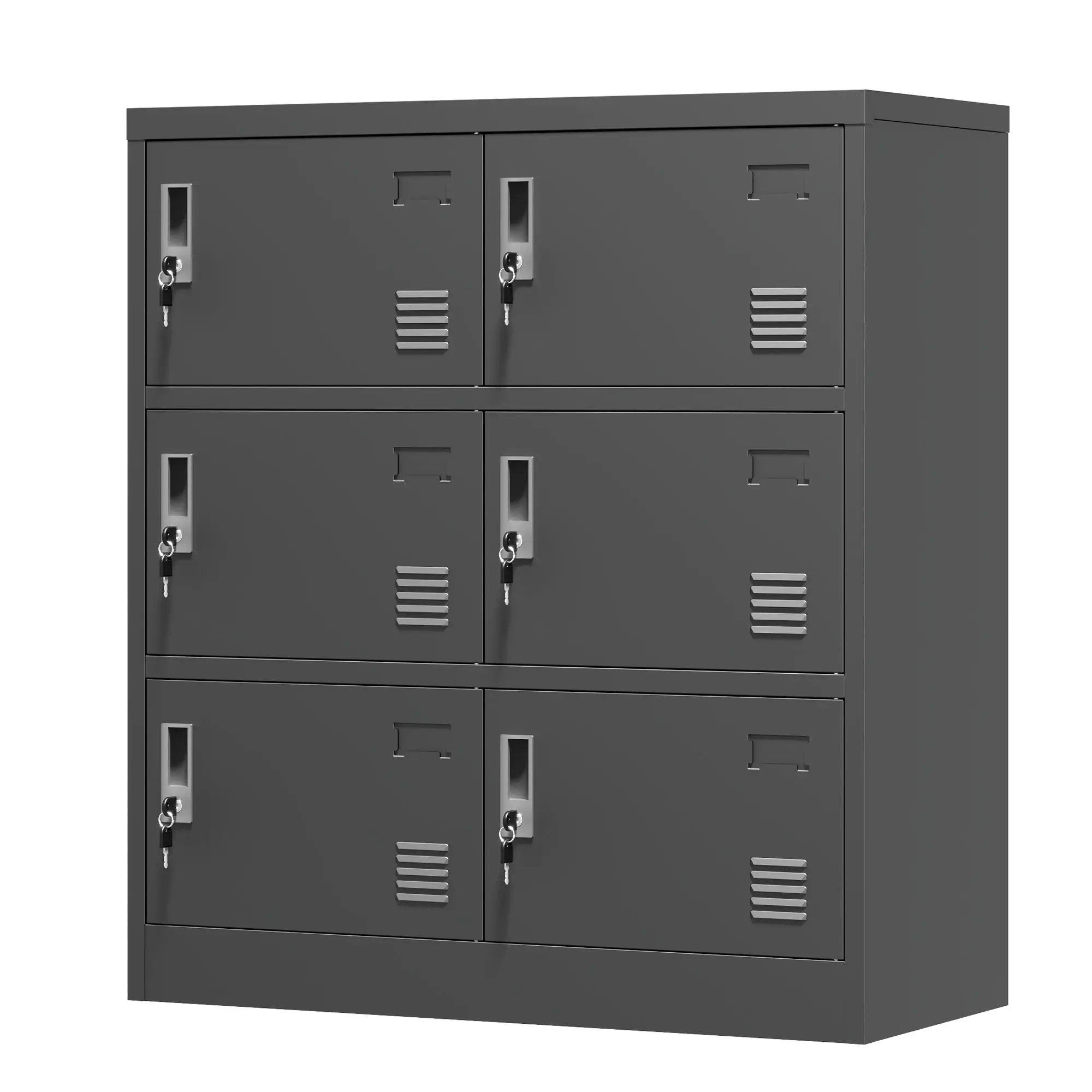 6 Door Employee Storage Locker, Lockers For Office, Gym, School, And Home With Card Slot - Black by HouseOfZazla