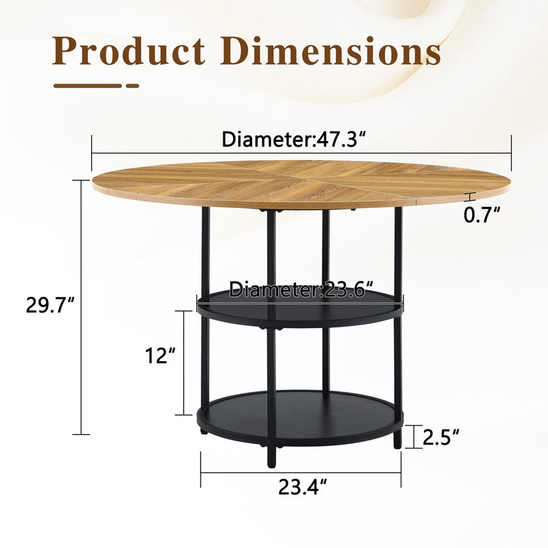 47.3-Inch Diameter Modern Splicing Circular Dining Table by HouseOfZazla