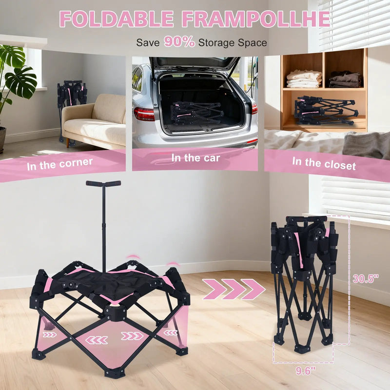 42" Foldable Mini Trampoline with Adjustable T-Bar by HouseOfZazla